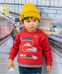 kladskap | 電車アップリケ裾ボーダートレーナー(スウェット)