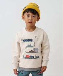 kladskap | 電車アップリケ裾ボーダートレーナー(スウェット)