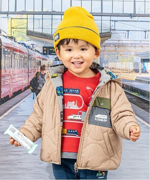 kladskap(クレードスコープ)の「電車アップリケ裾ボーダートレーナー(スウェット・キッズ・レッド/ライトベージュ・80cm/90cm/100cm/110cm/120cm)」の19枚目の写真