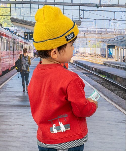 kladskap(クレードスコープ)の「電車アップリケ裾ボーダートレーナー(スウェット・キッズ・レッド/ライトベージュ・80cm/90cm/100cm/110cm/120cm)」の20枚目の写真