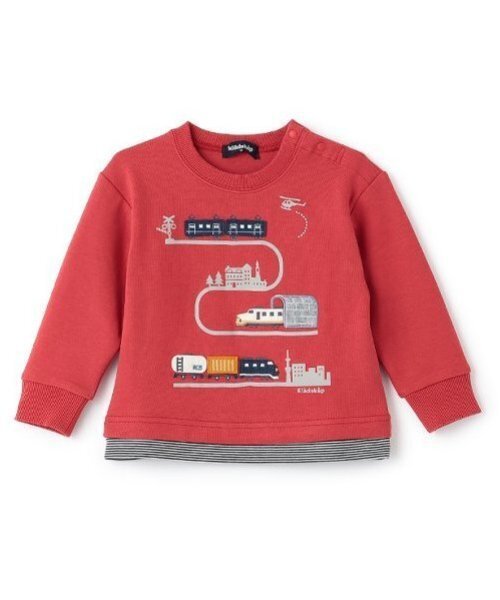 kladskap(クレードスコープ)の「電車アップリケ裾ボーダートレーナー(スウェット・キッズ・レッド/ライトベージュ・80cm/90cm/100cm/110cm/120cm)」の17枚目の写真