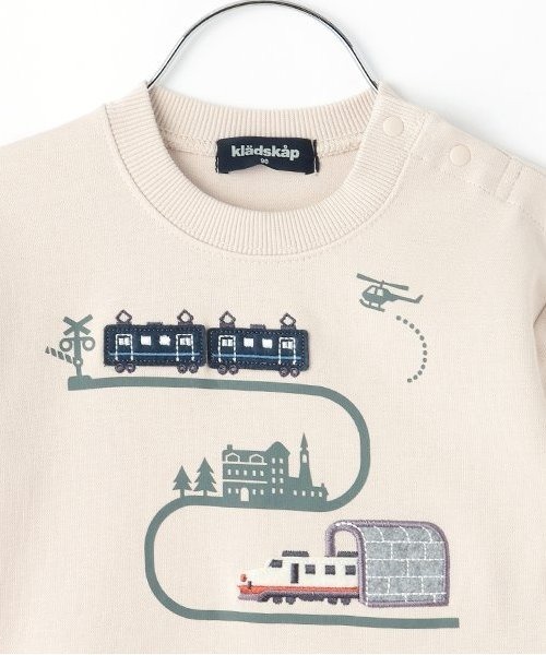 kladskap(クレードスコープ)の「電車アップリケ裾ボーダートレーナー(スウェット・キッズ・レッド/ライトベージュ・80cm/90cm/100cm/110cm/120cm)」の8枚目の写真