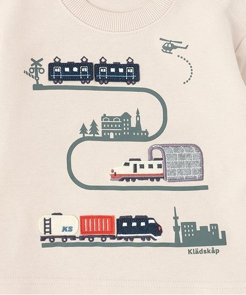 kladskap(クレードスコープ)の「電車アップリケ裾ボーダートレーナー(スウェット・キッズ・レッド/ライトベージュ・80cm/90cm/100cm/110cm/120cm)」の9枚目の写真