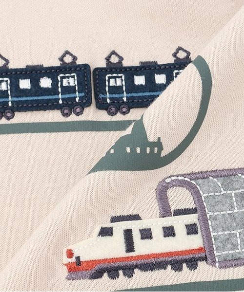 kladskap(クレードスコープ)の「電車アップリケ裾ボーダートレーナー(スウェット・キッズ・レッド/ライトベージュ・80cm/90cm/100cm/110cm/120cm)」の12枚目の写真