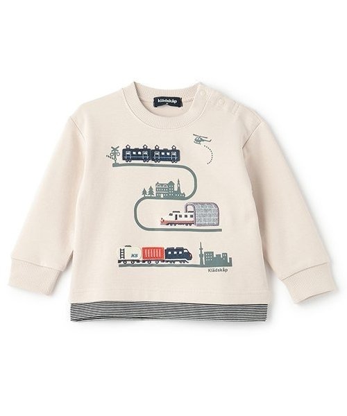 kladskap(クレードスコープ)の「電車アップリケ裾ボーダートレーナー(スウェット・キッズ・レッド/ライトベージュ・80cm/90cm/100cm/110cm/120cm)」の15枚目の写真