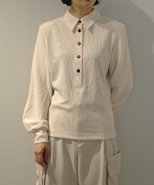 CLANE POWER SHOULDER POLO TOPS サイズS セール】POWER SHOULDER POLO TOPS（Tシャツ/カットソー