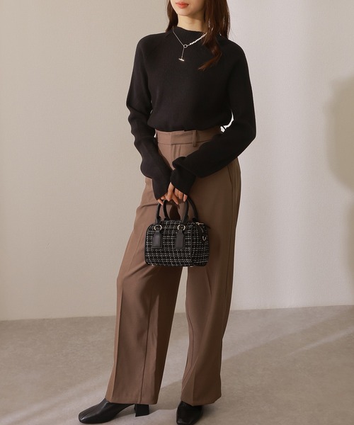 Lace Ladies（レースレディース）の「クルーネック 長袖 リブ ニット プルオーバー（ニット/セーター・レディース・ブラック/チャコールグレー/ブラック×ベージュ/グレー・S/FREE）」の5枚目の写真