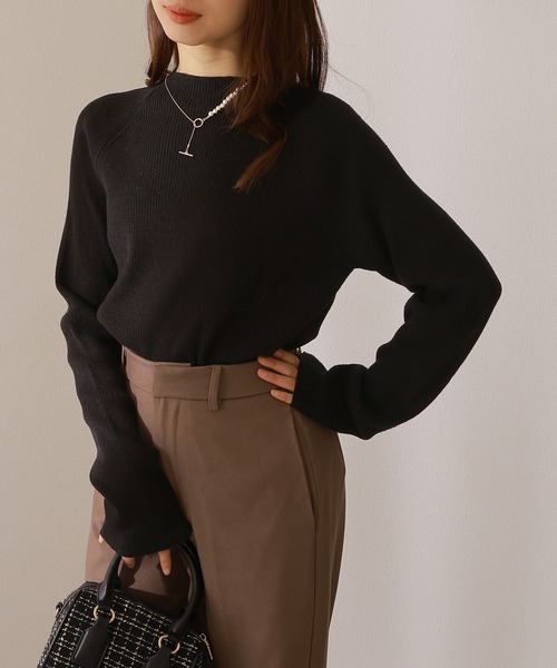 Lace Ladies（レースレディース）の「クルーネック 長袖 リブ ニット プルオーバー（ニット/セーター・レディース・ブラック/チャコールグレー/ブラック×ベージュ/グレー・S/FREE）」の8枚目の写真