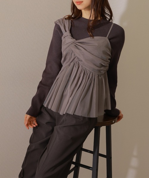 Lace Ladies（レースレディース）の「クルーネック 長袖 リブ ニット プルオーバー（ニット/セーター・レディース・ブラック/チャコールグレー/ブラック×ベージュ/グレー・S/FREE）」の14枚目の写真