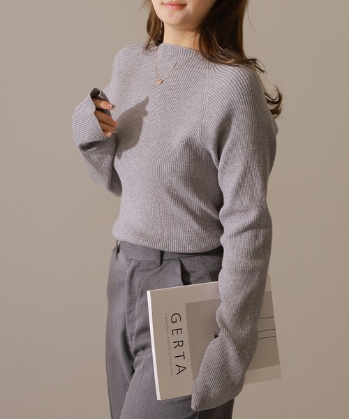 Lace Ladies（レースレディース）の「クルーネック 長袖 リブ ニット プルオーバー（ニット/セーター・レディース・ブラック/チャコールグレー/ブラック×ベージュ/グレー・S/FREE）」の20枚目の写真
