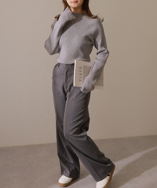 Lace Ladies（レースレディース）の「クルーネック 長袖 リブ ニット プルオーバー（ニット/セーター・レディース・ブラック/チャコールグレー/ブラック×ベージュ/グレー・S/FREE）」の22枚目の写真