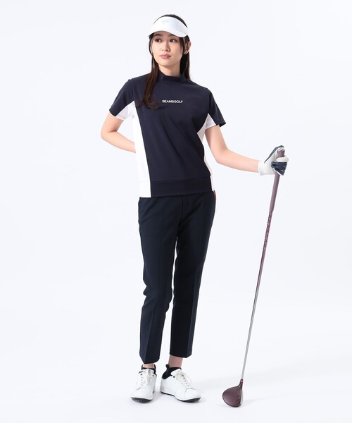tシャツ 「接触冷感/UVカット/吸水速乾」ORANGE LABEL / バイカラー 切り替え モックネックシャツ レディース セール】【接触冷感/UVカット/吸水速乾】ORANGE LABEL / バイ