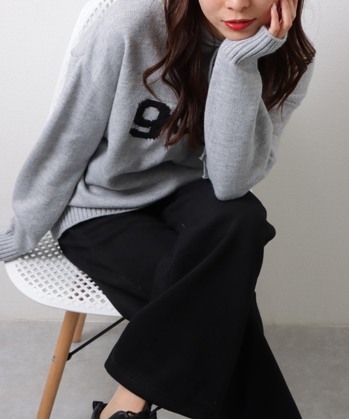 Lace Ladies(レースレディース)の「オーバーシルエット フロントロゴ ニット フーディー プルオーバー トップス(ニット/セーター・レディース・グレー・FREE)」の10枚目の写真