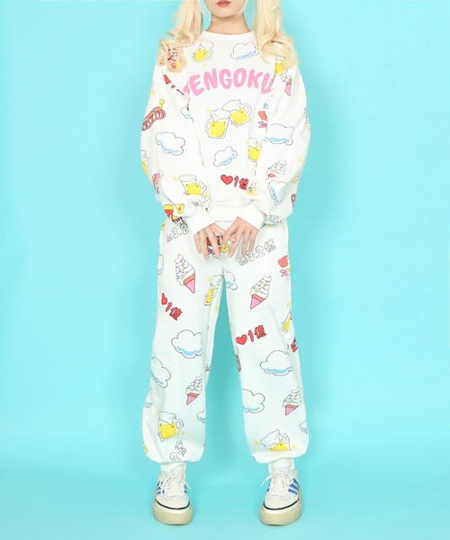 PUNYUS（プニュズ）の「天国と地獄総柄スウェットパンツ（スウェットパンツ・レディース・ホワイト/スミクロ・1/2/3/4）」の21枚目の写真