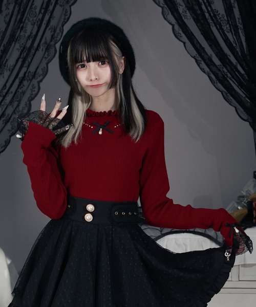 Pal elfy(パルエルフィー)の「おすましハイネックリブニット(ニット/セーター・レディース・ボルドー/オフホワイト/ブラック・フリー)」の3枚目の写真