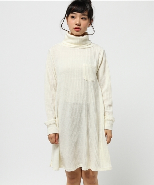 RAY CASSIN（レイカズン）の「ワイドリブハイネックフレアワンピース（ワンピース・レディース・オフホワイト/杢グレー/キャメル/ブラック・FREE）」の8枚目の写真