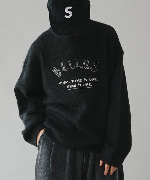 Adoon plain（アドーンプレーン）の「EMBROIDERY LOGO SHAGGY KNIT PULLOVER 刺繍ロゴシャギーニットプルオーバー（ニット/セーター・メンズ・ブルー/ブラック/カーキ・LARGE/MEDIUM）」の17枚目の写真