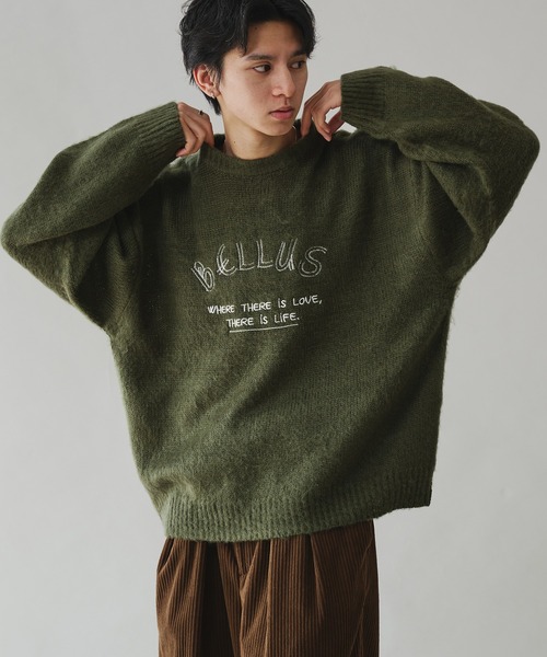 Adoon plain（アドーンプレーン）の「EMBROIDERY LOGO SHAGGY KNIT PULLOVER 刺繍ロゴシャギーニットプルオーバー（ニット/セーター・メンズ・ブルー/ブラック/カーキ・LARGE/MEDIUM）」の9枚目の写真