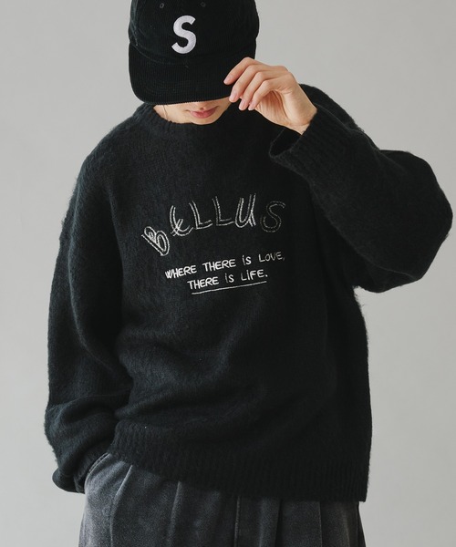 Adoon plain（アドーンプレーン）の「EMBROIDERY LOGO SHAGGY KNIT PULLOVER 刺繍ロゴシャギーニットプルオーバー（ニット/セーター・メンズ・ブルー/ブラック/カーキ・LARGE/MEDIUM）」の5枚目の写真