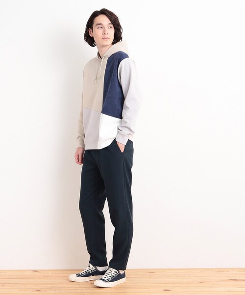 THE SHOP TK （ザ ショップ ティーケー ）の「異素材ブロッキングダンボールパーカ（パーカー・メンズ・ネイビー系4/ホワイト系7/ベージュ系その他7・02/03/04）」の12枚目の写真