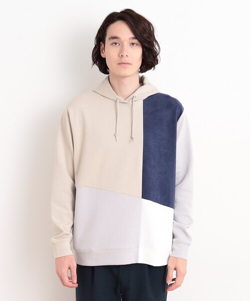 THE SHOP TK （ザ ショップ ティーケー ）の「異素材ブロッキングダンボールパーカ（パーカー・メンズ・ネイビー系4/ホワイト系7/ベージュ系その他7・02/03/04）」の18枚目の写真