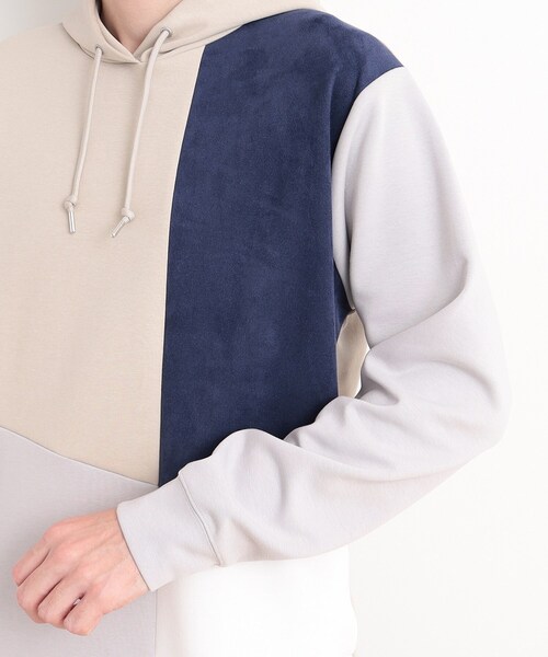 THE SHOP TK （ザ ショップ ティーケー ）の「異素材ブロッキングダンボールパーカ（パーカー・メンズ・ネイビー系4/ホワイト系7/ベージュ系その他7・02/03/04）」の22枚目の写真