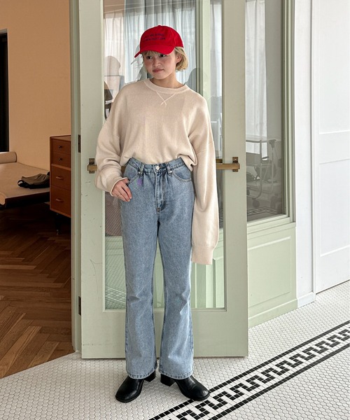 PILIT（ピリット）の「セミフレアデニム（デニムパンツ・レディース・ブルー/グレー・MEDIUM/SMALL）」の4枚目の写真