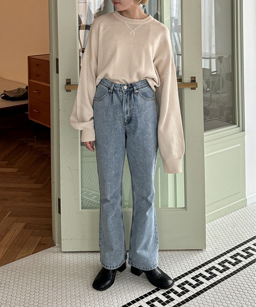 PILIT（ピリット）の「セミフレアデニム（デニムパンツ・レディース・ブルー/グレー・MEDIUM/SMALL）」の5枚目の写真