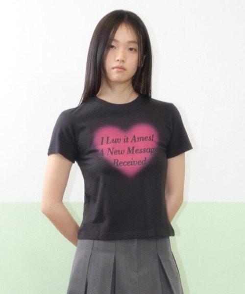 tシャツ A'GEM/9 × .kom 「AMESWORLDWIDE/アメスワールドワイド」LOVE TEE/ラブTEE レディース A'GEM/9 × .kom 『AMESWORLDWIDE/アメスワールドワイド』LOVE