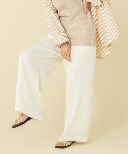 Gready Brilliant（グレディブリリアン）の「ワッシャーイージーワイドパンツ（その他パンツ・レディース・アイボリー/ブラック・FREE）」の2枚目の写真