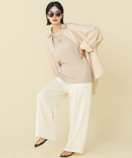 Gready Brilliant（グレディブリリアン）の「ワッシャーイージーワイドパンツ（その他パンツ・レディース・アイボリー/ブラック・FREE）」の17枚目の写真