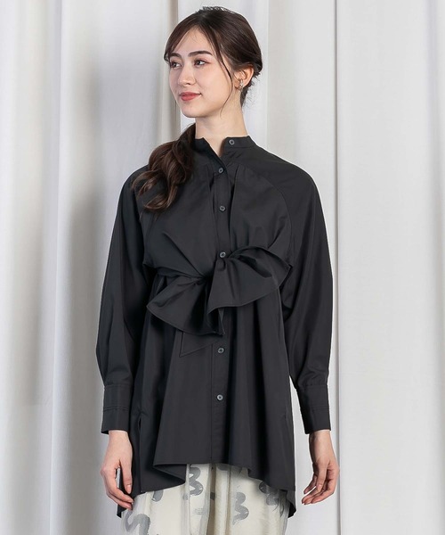 RAW FUDGE（ローファッジ）の「フロントレイヤード３WAYチュニック（シャツ/ブラウス・レディース・ブラック/サックスブルー/オフホワイト・M）」の3枚目の写真