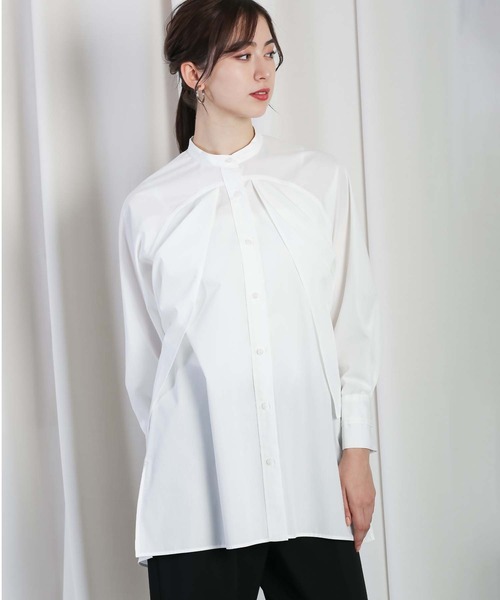 RAW FUDGE（ローファッジ）の「フロントレイヤード３WAYチュニック（シャツ/ブラウス・レディース・ブラック/サックスブルー/オフホワイト・M）」の14枚目の写真