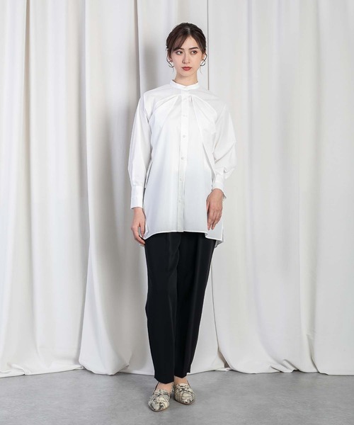 RAW FUDGE（ローファッジ）の「フロントレイヤード３WAYチュニック（シャツ/ブラウス・レディース・ブラック/サックスブルー/オフホワイト・M）」の19枚目の写真