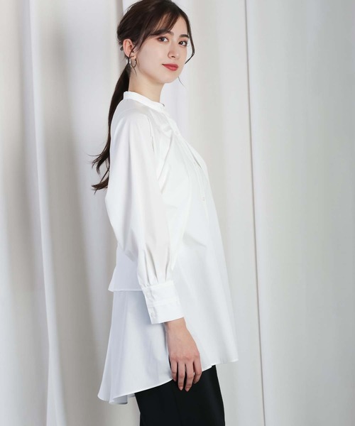 RAW FUDGE（ローファッジ）の「フロントレイヤード３WAYチュニック（シャツ/ブラウス・レディース・ブラック/サックスブルー/オフホワイト・M）」の15枚目の写真