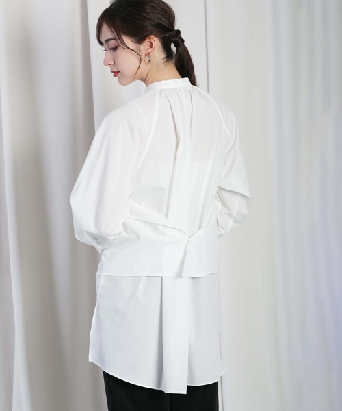 RAW FUDGE（ローファッジ）の「フロントレイヤード３WAYチュニック（シャツ/ブラウス・レディース・ブラック/サックスブルー/オフホワイト・M）」の17枚目の写真