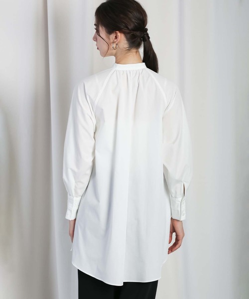 RAW FUDGE（ローファッジ）の「フロントレイヤード３WAYチュニック（シャツ/ブラウス・レディース・ブラック/サックスブルー/オフホワイト・M）」の6枚目の写真