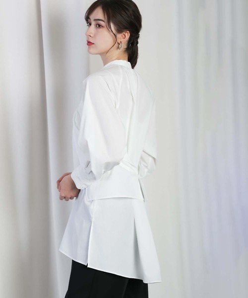 RAW FUDGE（ローファッジ）の「フロントレイヤード３WAYチュニック（シャツ/ブラウス・レディース・ブラック/サックスブルー/オフホワイト・M）」の16枚目の写真