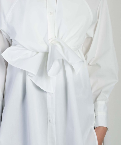 RAW FUDGE（ローファッジ）の「フロントレイヤード３WAYチュニック（シャツ/ブラウス・レディース・ブラック/サックスブルー/オフホワイト・M）」の8枚目の写真