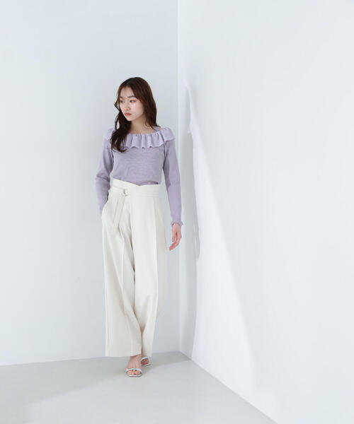 NATURAL BEAUTY BASIC(ナチュラルビューティーベーシック)の「◇アシメタックパンツ(その他パンツ・レディース・ベージュ/オフホワイト・MEDIUM/P/S)」の4枚目の写真