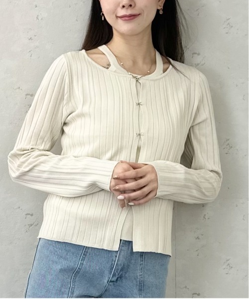 Per sist ence(パーシエンス)の「麻タッチクルーネックアンサンブルカーディガン(アンサンブル・レディース・ブラック/ブラウン/ブルー/アイボリー・FREE)」の8枚目の写真