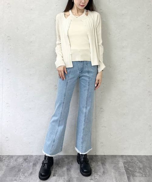 Per sist ence(パーシエンス)の「麻タッチクルーネックアンサンブルカーディガン(アンサンブル・レディース・ブラック/ブラウン/ブルー/アイボリー・FREE)」の12枚目の写真