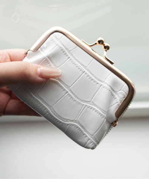 ammy.(エイミードット)の「【 ammy. / エイミードット 】 2way クロコダイル デザイン ウォレット / がま口 コインケース(財布・レディース・ブラック/グリーン/ホワイト・FREE)」の2枚目の写真