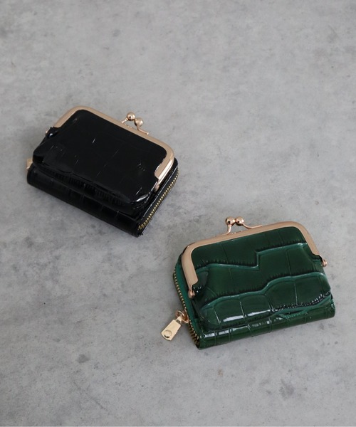 ammy.(エイミードット)の「【 ammy. / エイミードット 】 2way クロコダイル デザイン ウォレット / がま口 コインケース(財布・レディース・ブラック/グリーン/ホワイト・FREE)」の12枚目の写真