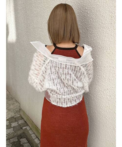 MURUA(ムルーア)の「レースクロップド2WAYシアーシャツ(シャツ/ブラウス・レディース・ホワイト/ブラック・FREE)」の13枚目の写真
