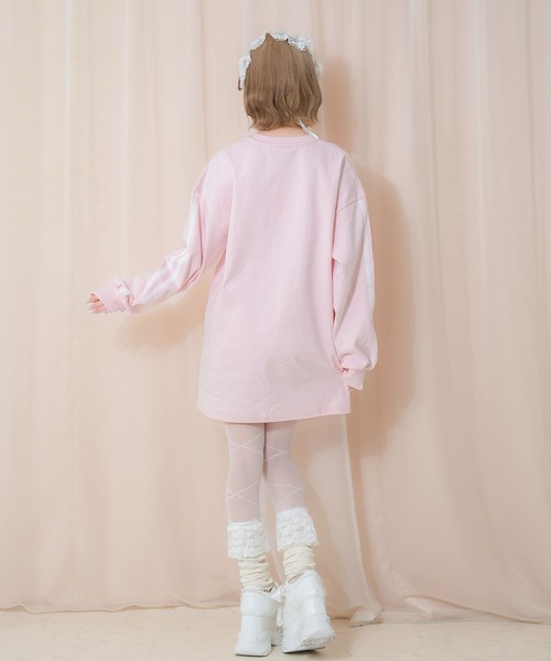 Honey Cinnamon(ハニーシナモン)の「レースラインロゴ刺繍リボンロンT(Tシャツ/カットソー・レディース・ブラック/ピンク・FREE)」の10枚目の写真