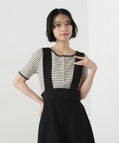 N.(N. Natural Beauty Basic)(エヌエヌナチュラルビューティーベーシック)の「ヘンリーネック五分袖カットソー(Tシャツ/カットソー・レディース・オフホワイト/ピンク/ホワイト系その他・MEDIUM)」の20枚目の写真
