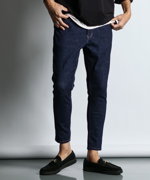 The DUFFER of ST.GEORGE（ザダファーオブセントジョージ）の「MONSTER STRETCH DENIM：モンスターストレッチ スキニーデニムパンツ スキニージーンズ（デニムパンツ・メンズ・ダークインディゴブルー・SMALL/MEDIUM/LARGE/X-LARGE）」の2枚目の写真