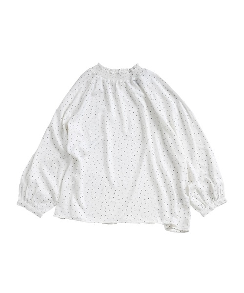 MARAI(マーライ)の「ドット柄シャーリングブラウス 長袖(シャツ/ブラウス・レディース・ブラック/ホワイト/ネイビー/ベージュ・フリー)」の7枚目の写真