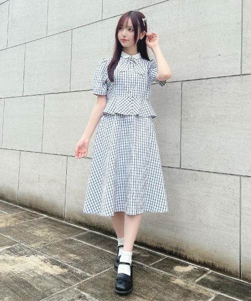 F i.n.t(フィント)の「【セットアップ対応】ドビーチェックフレアースカート/ fint フィント(スカート・レディース・ホワイト×ブラック/ブルー・FREE)」の20枚目の写真